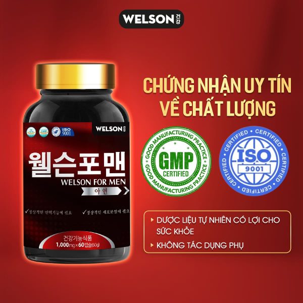 chứng nhận uy tín của viên uống tăng cường sinh lý nam nhà welson