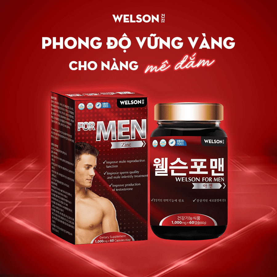 Sản phẩm như viên uống của Welson với thành phần từ thảo dược thiên nhiên như hồng sâm và sâm maca