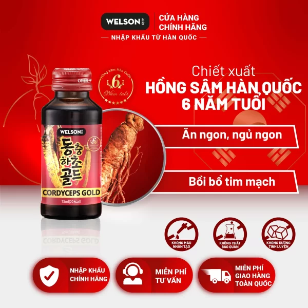 Nước hồng sâm đông trùng hạ thảo Welson Cordyceps Gold