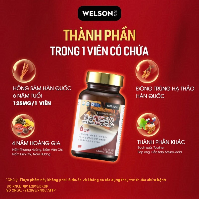 Thực phẩm bảo vệ sức khỏe Welson Red Ginseng - Lựa chọn hàng đầu cho sức khỏe