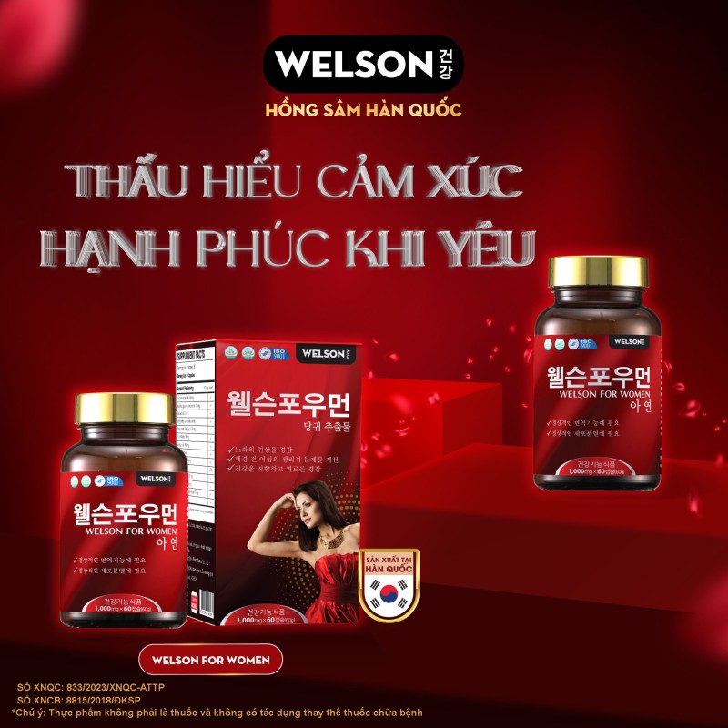 Thực phẩm bảo vệ sức khỏe Welson For Women – Giải pháp hiện đại hỗ trợ sinh lý và cân bằng nội tiết nữ