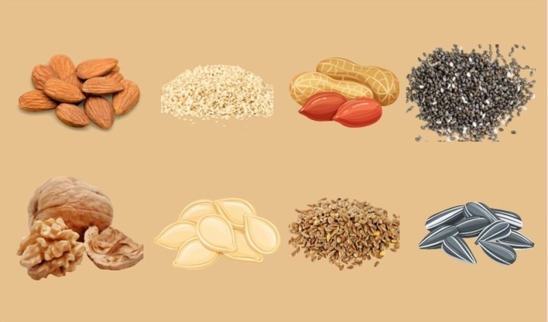 Hạt bí, hạnh nhân, hạt chia
